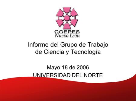 Informe del Grupo de Trabajo de Ciencia y Tecnología Mayo 18 de 2006 UNIVERSIDAD DEL NORTE.