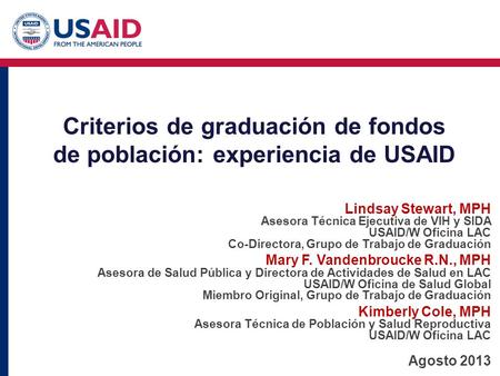 Criterios de graduación de fondos de población: experiencia de USAID