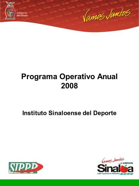 Programa Operativo Anual Instituto Sinaloense del Deporte