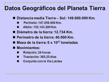 Datos Geográficos del Planeta Tierra