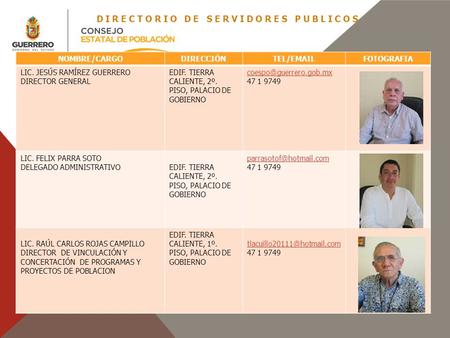 DIRECTORIO DE SERVIDORES PUBLICOS