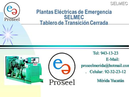Plantas Eléctricas de Emergencia SELMEC Tablero de Transición Cerrada