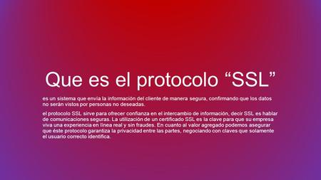 Que es el protocolo “SSL”