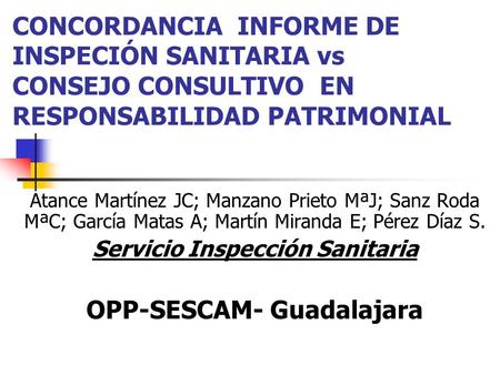 Servicio Inspección Sanitaria OPP-SESCAM- Guadalajara