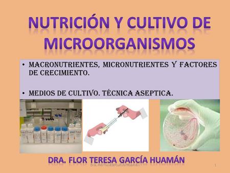 NUTRICIÓN Y CULTIVO DE MICROORGANISMOS Dra. Flor teresa garcía huamán