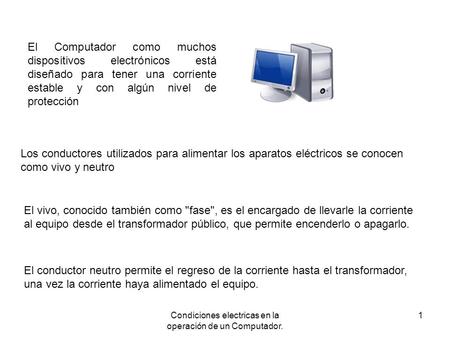 Condiciones electricas en la operación de un Computador
