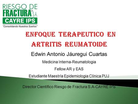 enfoque terapeutico en Artritis Reumatoide