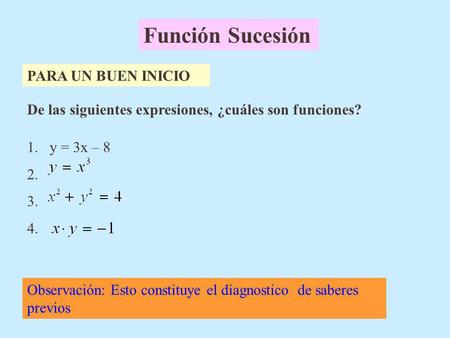 Función Sucesión PARA UN BUEN INICIO