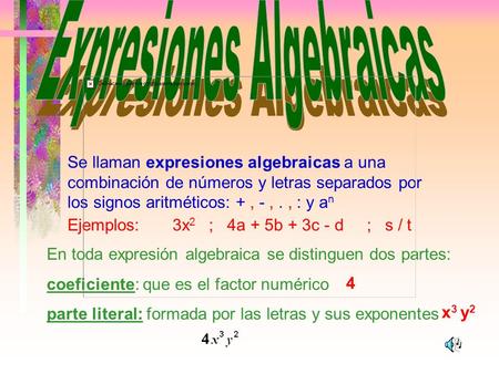 Expresiones Algebraicas Expresiones Algebraicas