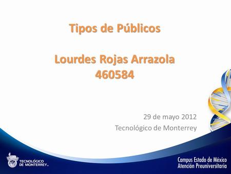 Tipos de Públicos Lourdes Rojas Arrazola 460584 29 de mayo 2012 Tecnológico de Monterrey 1.