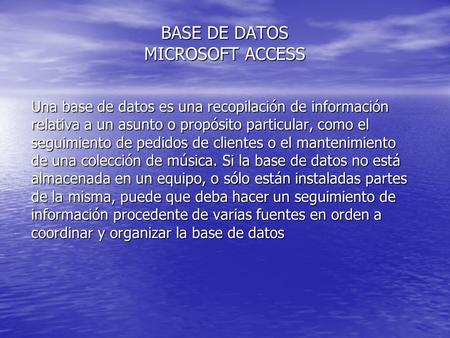 BASE DE DATOS MICROSOFT ACCESS