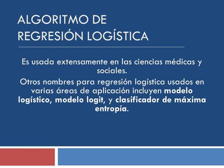 Algoritmo de Regresión Logística