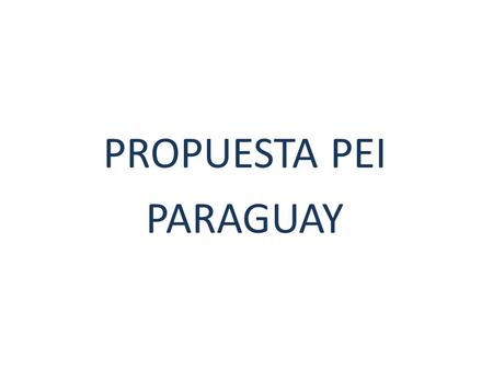 PROPUESTA PEI PARAGUAY. 1. PRODUCTOS Ajustar los productos del proyecto PEI para asegurar la transversalización (en forma efectiva y medible) de variables.