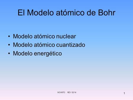 El Modelo atómico de Bohr