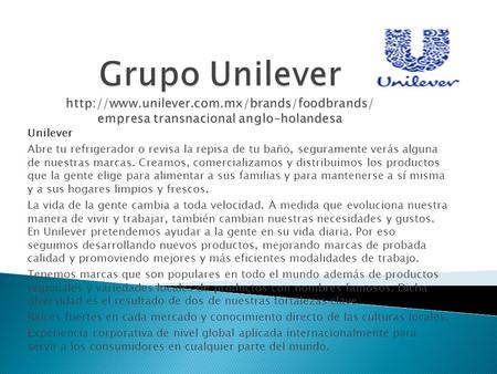 Grupo Unilever  unilever. com