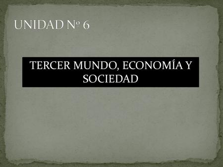 TERCER MUNDO, ECONOMÍA Y SOCIEDAD