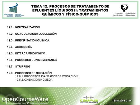 TEMA 12. PROCESOS DE TRATAMIENTO DE