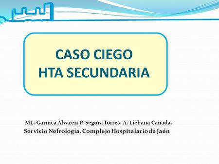 ML. Garnica Álvarez; P. Segura Torres; A. Liebana Cañada. Servicio Nefrología. Complejo Hospitalario de Jaén CASO CIEGO HTA SECUNDARIA.