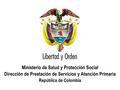 Ministerio de Salud y Protección Social República de Colombia Ministerio de Salud y Protección Social Dirección de Prestación de Servicios y Atención Primaria.