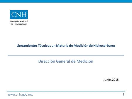 Lineamientos Técnicos en Materia de Medición de Hidrocarburos Junio, 2015 www.cnh.gob.mx1 Dirección General de Medición.