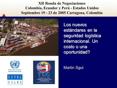 XII Ronda de Negociaciones Colombia, Ecuador y Perú - Estados Unidos Septiembre 19 - 23 de 2005 Cartagena, Colombia Martin Sgut Los nuevos estándares en.