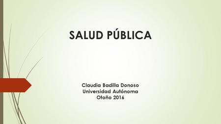 SALUD PÚBLICA Claudia Badilla Donoso Universidad Autónoma Otoño 2016.