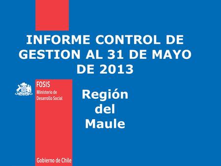 INFORME CONTROL DE GESTION AL 31 DE MAYO DE 2013 Región del Maule.
