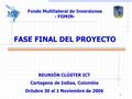 1 FASE FINAL DEL PROYECTO Fondo Multilateral de Inversiones - FOMIN- REUNIÓN CLÚSTER ICT Cartagena de Indias, Colombia Octubre 30 al 1 Noviembre de 2006.