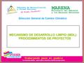 Dirección General de Cambio Climático MECANISMO DE DESARROLLO LIMPIO (MDL): PROCEDIMIENTOS DE PROYECTOS.