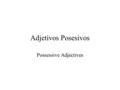 Adjetivos Posesivos Possessive Adjectives. Possessive adjectives show possession or ownership They must agree with the nouns they modify.