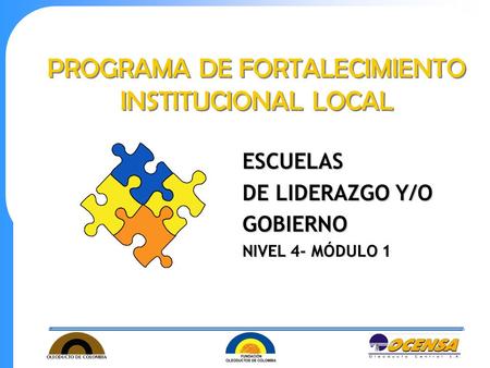 PROGRAMA DE FORTALECIMIENTO INSTITUCIONAL LOCAL ESCUELAS DE LIDERAZGO Y/O GOBIERNO NIVEL 4- MÓDULO 1.