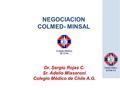 NEGOCIACION COLMED- MINSAL Dr. Sergio Rojas C. Sr. Adelio Misseroni Colegio Médico de Chile A.G.