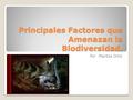Principales Factores que Amenazan la Biodiversidad. Por Maritza Ortiz.