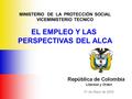 21 de Mayo de 2003 MINISTERIO DE LA PROTECCIÓN SOCIAL VICEMINISTERIO TECNICO EL EMPLEO Y LAS PERSPECTIVAS DEL ALCA.