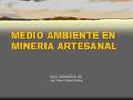 MEDIO AMBIENTE EN MINERIA ARTESANAL SACC. INGENIEROS SRL. Ing. Móner Uribarri Urbina.