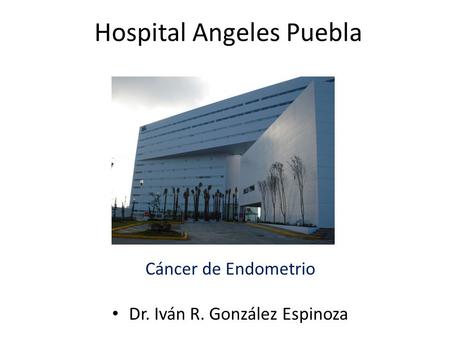 Cáncer de Endometrio Dr. Iván R. González Espinoza Hospital Angeles Puebla.