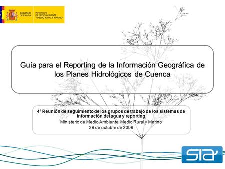Guía para el Reporting de la Información Geográfica de los Planes Hidrológicos de Cuenca 4ª Reunión de seguimiento de los grupos de trabajo de los sistemas.