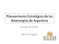 Planeamiento Estratégico de las Bioenergías de Argentina Ensayo de Visión Martín Fraguío.