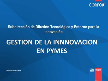 Gerencia de Innovación Subdirección de Difusión Tecnológica y Entorno para la Innovación GESTION DE LA INNNOVACION EN PYMES.