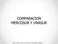COMPARACION MERCOSUR Y UNASUR Hecho por: David Winkel y Rodrigo Tejada.