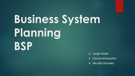 Business System Planning BSP