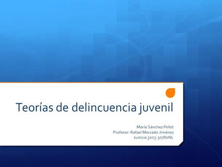 Teorías de delincuencia juvenil María Sánchez Pellot Profesor: Rafael Mercado Jiménez Justicia 3003-30780NL.