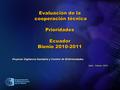 Organización Panamericana de la Salud Evaluación de la cooperación técnica Prioridades Ecuador Bienio 2010-2011 Proyecto: Vigilancia Sanitaria y Control.