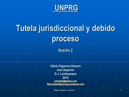 1 Edwin Figueroa Gutarra 1 UNPRG Tutela jurisdiccional y debido proceso Sesión 2 Edwin Figueroa Gutarra Juez Superior D.J. Lambayeque 2015