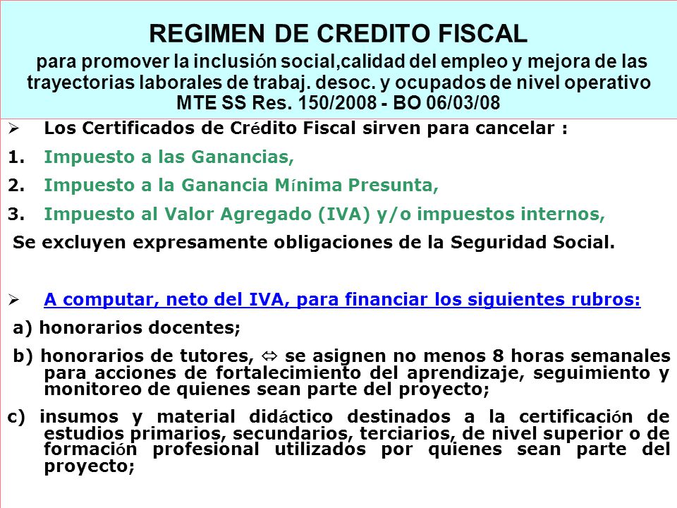 credito fiscal contribuciones seguridad social