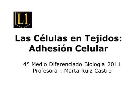 Las Células en Tejidos: Adhesión Celular