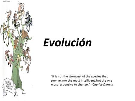 Evolución It is not the strongest of the species that survive, nor the most intelligent, but the one most responsive to change. - Charles Darwin.