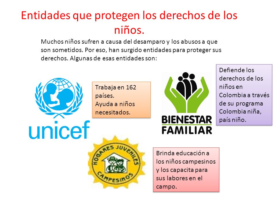 Resultado de imagen para entidades que defienden los derechos de los niños en colombia