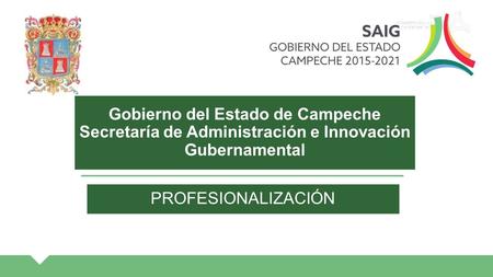 Gobierno del Estado de Campeche Secretaría de Administración e Innovación Gubernamental PROFESIONALIZACIÓN.