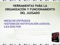 HERRAMIENTAS PARA LA ORGANIZACIÓN Y FUNCIONAMIENTO DEL JUZGADO MESA DE ENTRADAS SISTEMA DE NOTIFICACIÓN JUDICIAL LEX DOCTOR.
